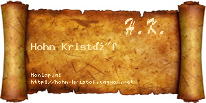 Hohn Kristóf névjegykártya