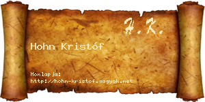 Hohn Kristóf névjegykártya